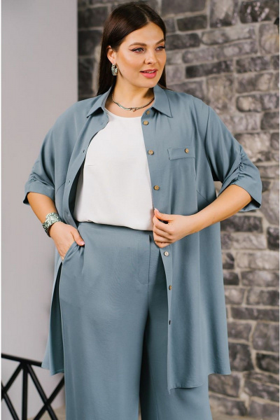 Блуза, брюки, рубашка TAEMNA 24006 серо-зеленый - фото 5