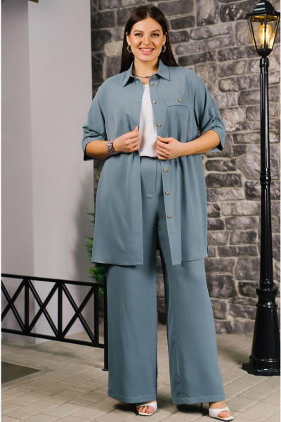 Блуза, брюки, рубашка TAEMNA 24006 серо-зеленый - фото 4