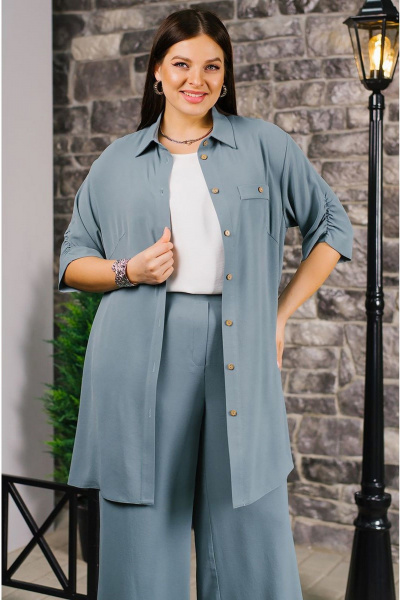 Блуза, брюки, рубашка TAEMNA 24006 серо-зеленый - фото 3
