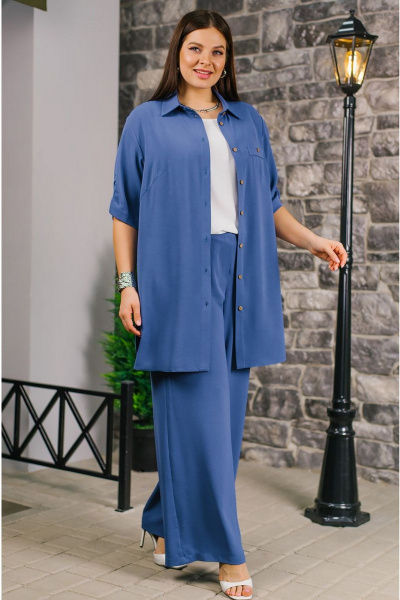 Блуза, брюки, рубашка TAEMNA 24006 синий - фото 5