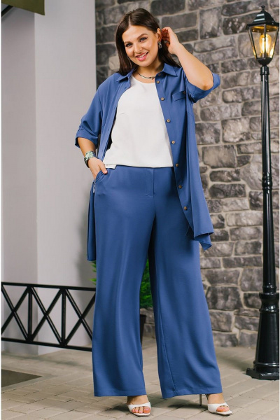 Блуза, брюки, рубашка TAEMNA 24006 синий - фото 2