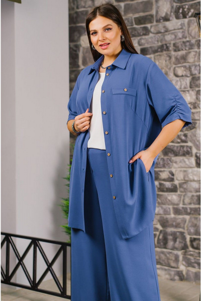 Блуза, брюки, рубашка TAEMNA 24006 синий - фото 1