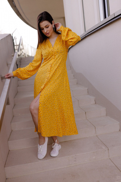 Платье Krasa М299-24 желтый_в_цветы - фото 1