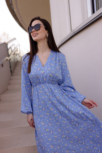 Платье Krasa М338-24 голубой_в_цветы - фото 1