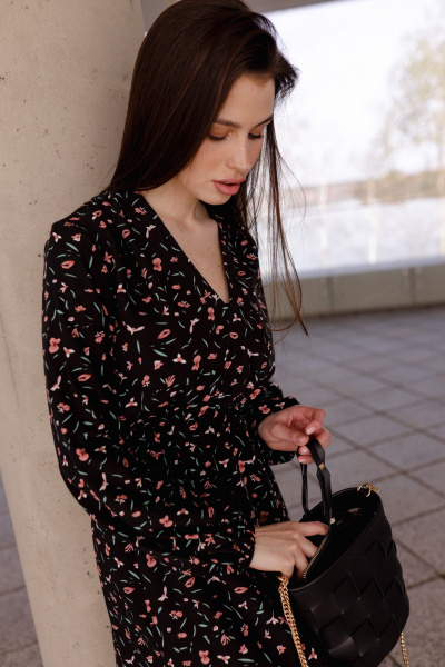 Платье Krasa М338-24 черный_в_цветы - фото 8