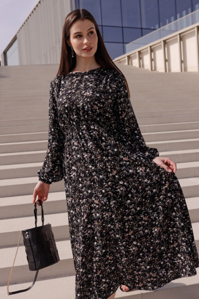 Платье Krasa М353-24 черный_в_цветы - фото 2