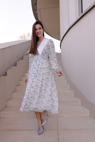 Платье Krasa М382-24 белый_в_цветы_миди - фото 13