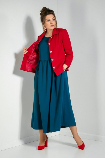 Жакет, платье JeRusi 2091 красный-синий - фото 1