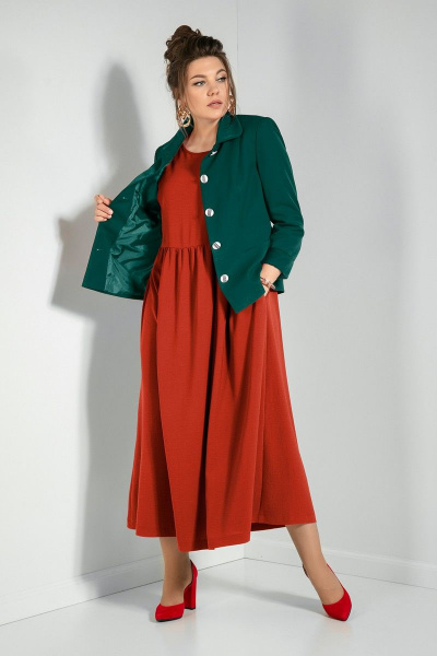 Жакет, платье JeRusi 2091 зеленый-красный - фото 1