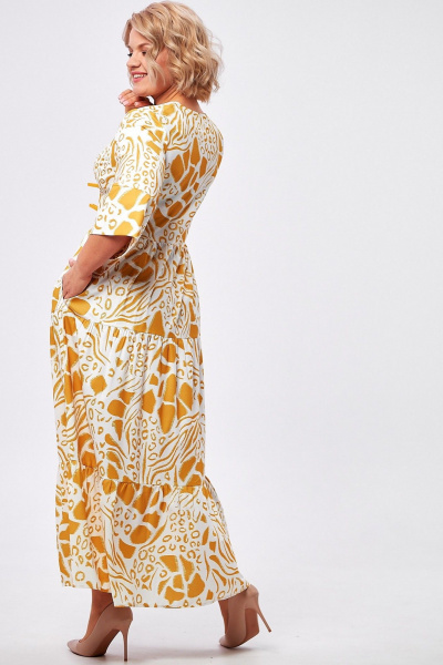 Платье AMUAR 1008 горчица+белый - фото 5