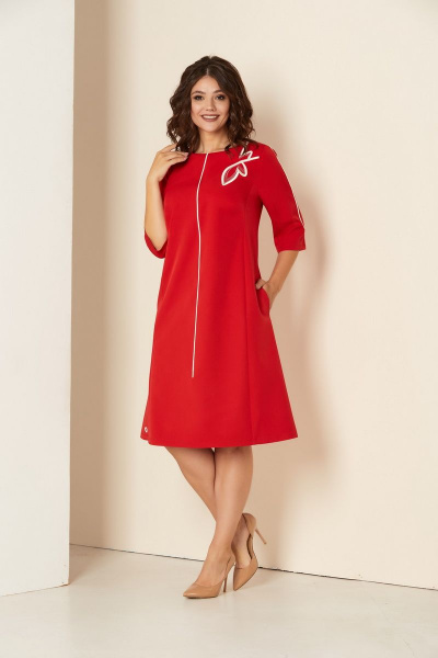 Платье Andrea Style 00290 красный - фото 2