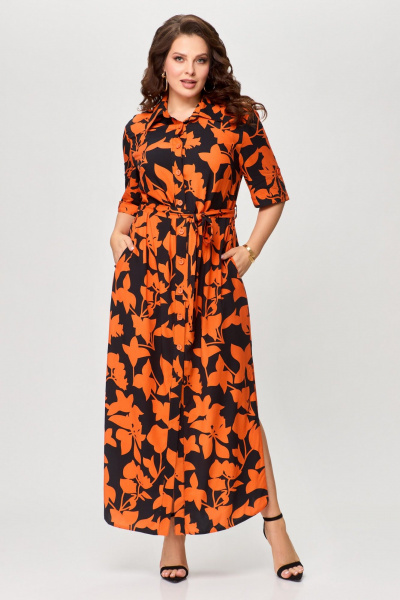 Платье Svetlana-Style 1930 черный+оранжевый_листик - фото 1