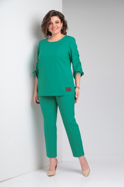 Блуза, брюки Pocherk 1821 зелень - фото 2