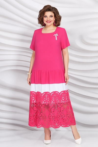 Брошь, платье Mira Fashion 5400-2 розовый - фото 1