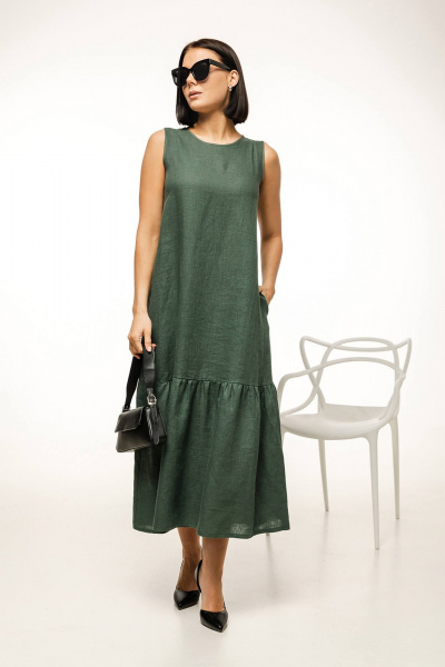 Платье Romgil 122ЛЛТК темно-зеленый - фото 1