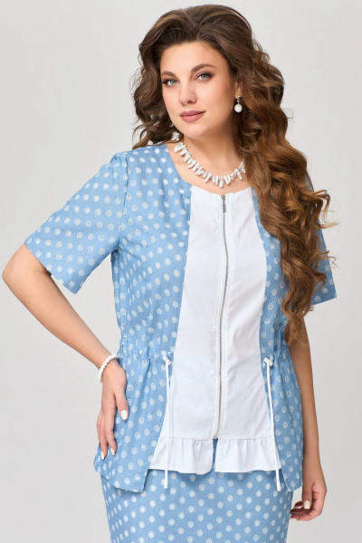 Блуза, юбка Fita 1671 бело-голубой - фото 4