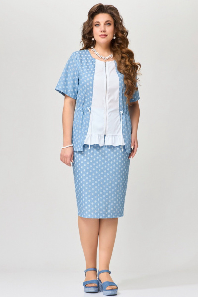 Блуза, юбка Fita 1671 бело-голубой - фото 2