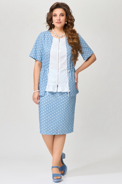 Блуза, юбка Fita 1671 бело-голубой - фото 1
