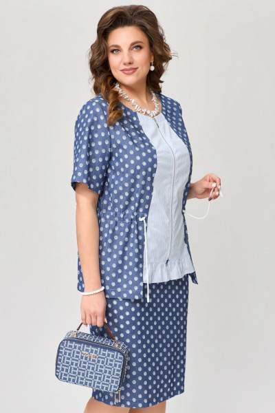 Блуза, юбка Fita 1673 сине-белый - фото 3