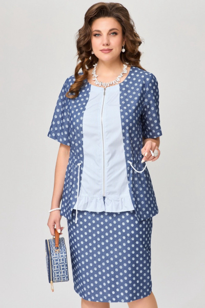 Блуза, юбка Fita 1673 сине-белый - фото 2