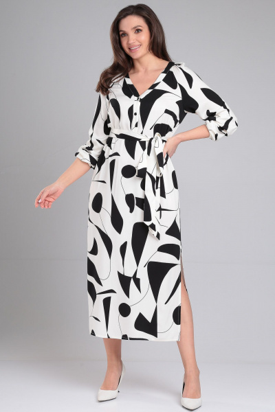 Платье LeNata 16409 черно-молочный - фото 1