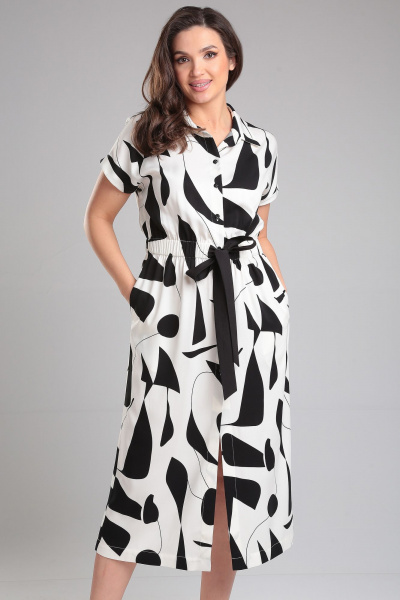 Платье LeNata 16411 черно-молочный - фото 4
