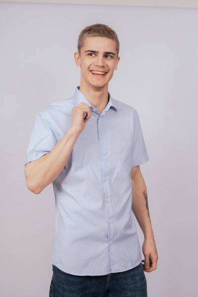 Рубашка Nadex 01-088721/404-24 голубо-белый - фото 9