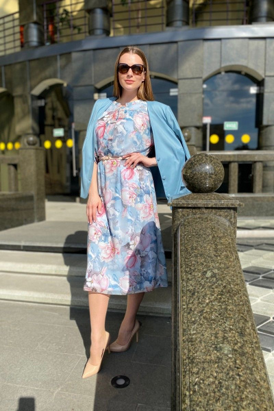 Жакет, платье Karina deLux B-372 розово-голубой - фото 1