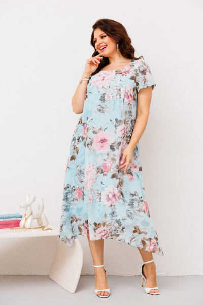 Платье Romanovich Style 1-1332 голубой_цветы - фото 4
