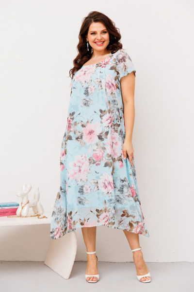 Платье Romanovich Style 1-1332 голубой_цветы - фото 2