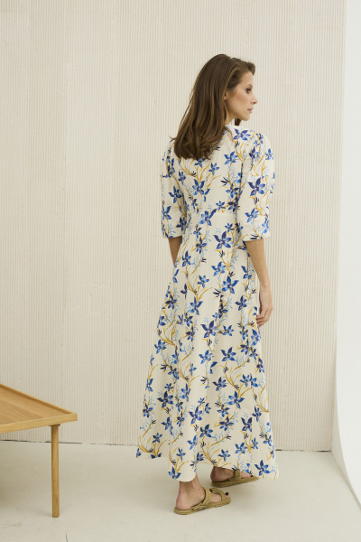Платье DAVA 1206 молочный-синий - фото 3