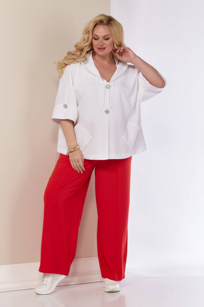 Блуза, брюки Shetti 4057 белый+красный - фото 4