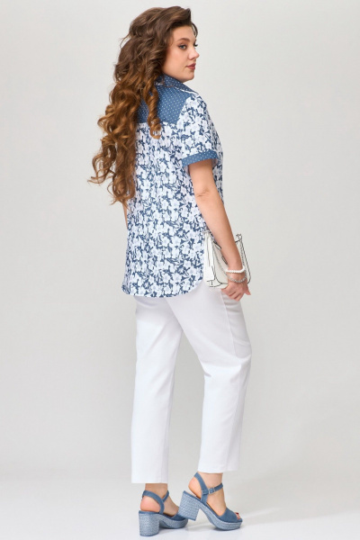 Блуза, брюки Fita 1661 сине-белый - фото 5