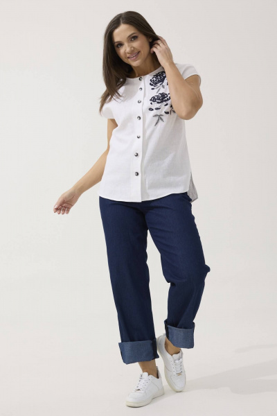 Блуза, брюки Ma Сherie 3053 белый+
темно-синий - фото 4