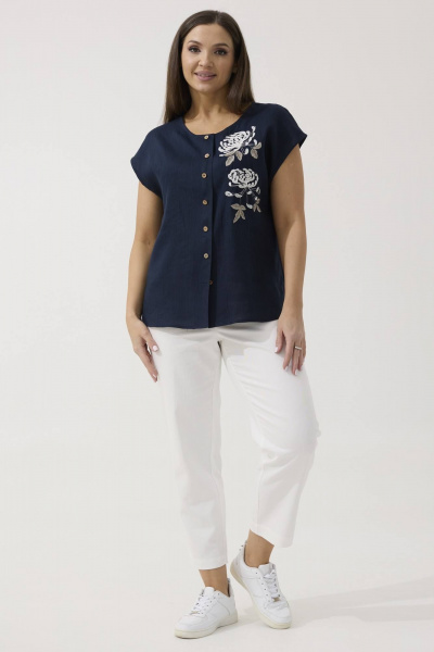 Блуза, брюки Ma Сherie 3060 темно-синий
+белый - фото 5