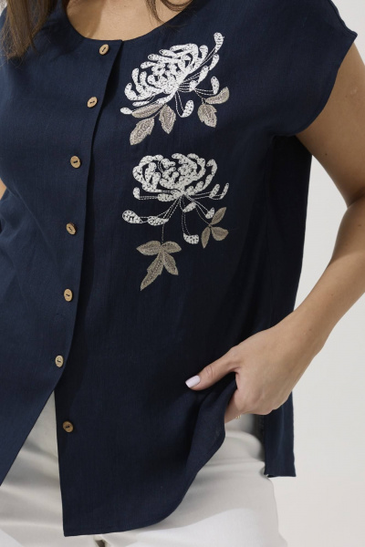 Блуза, брюки Ma Сherie 3060 темно-синий
+белый - фото 3