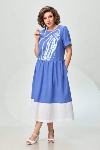 Платье INVITE 4071 голубой+белый - фото 1