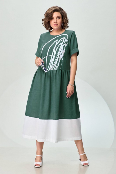Платье INVITE 4071 зеленый+белый - фото 1