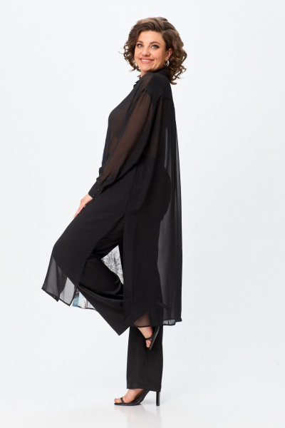 Рубашка Avenue Fashion 0315-2 черный+дизайн_перья - фото 5