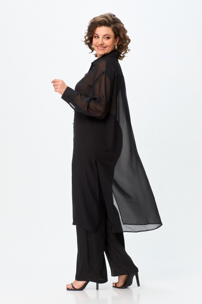 Рубашка Avenue Fashion 0315-2 черный+дизайн_перья - фото 4