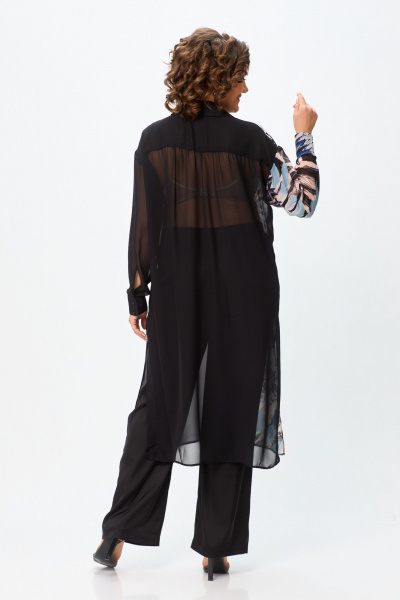 Рубашка Avenue Fashion 0315-2 черный+дизайн_перья - фото 3