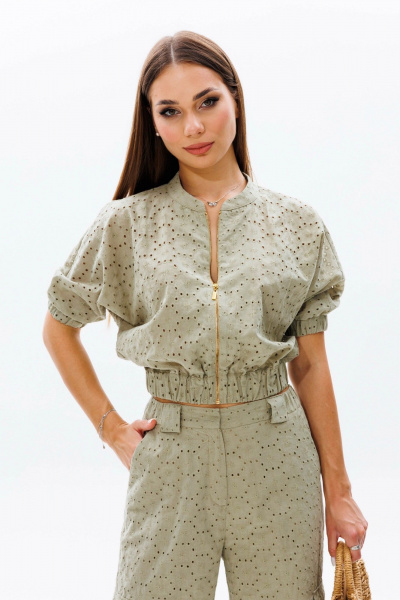 Блуза, брюки Mia-Moda 1572-2 оливковый - фото 4
