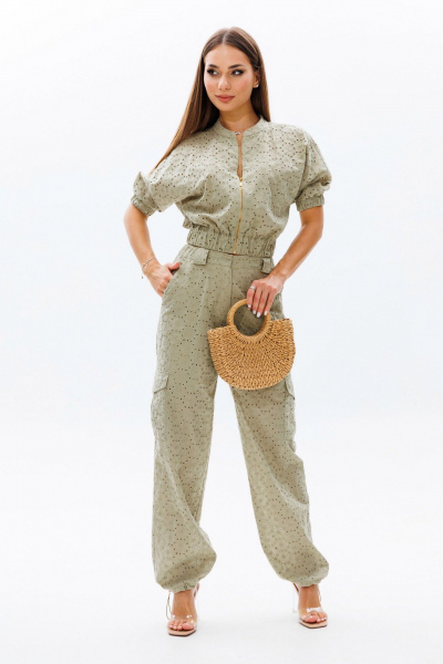Блуза, брюки Mia-Moda 1572-2 оливковый - фото 2