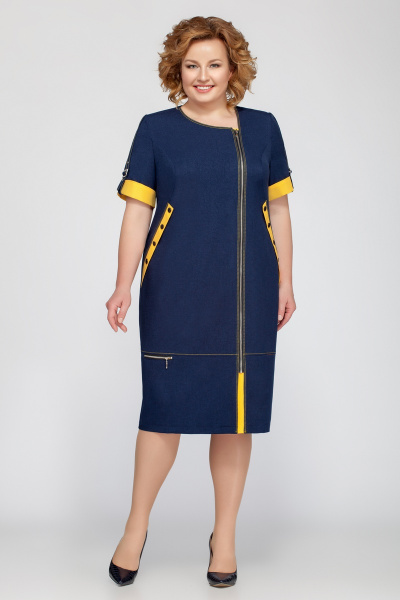 Платье Tellura-L 1201.1 лето_синий+желтый - фото 1