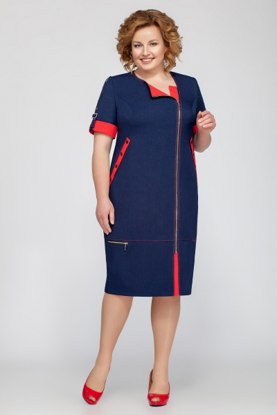 Платье Tellura-L 1201.1 лето_синий+красный - фото 1