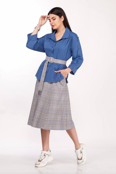 Блуза, пояс, юбка LaKona 1322 песочно-голубой - фото 1