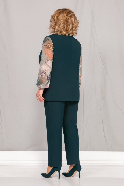 Блуза, брюки, жилет Ивелта плюс 3609 темно-зеленый - фото 3