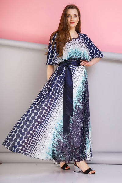Платье Anastasia 263 темно-синий+бирюза - фото 1