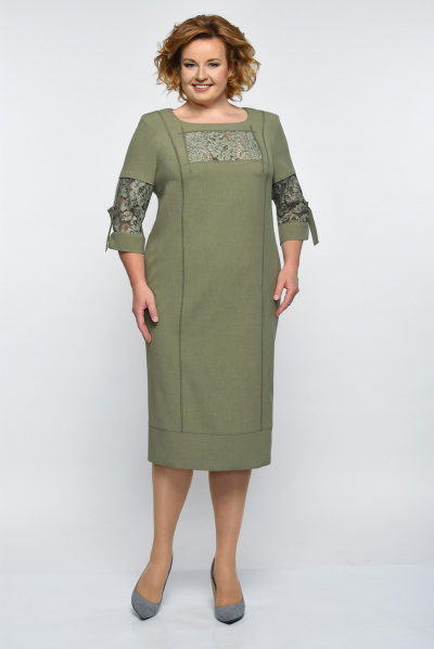 Платье ELGA 01-545 оливковый - фото 1