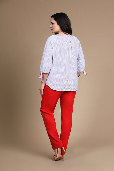 Блуза, брюки Alani Collection 734 голубой+красный - фото 2